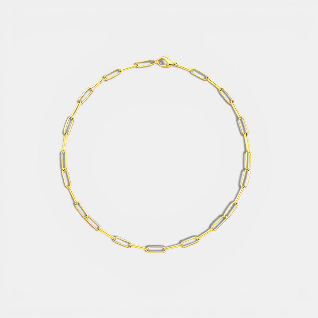 Noviqlo | Gold Colour Rectangular Link Chain Necklace