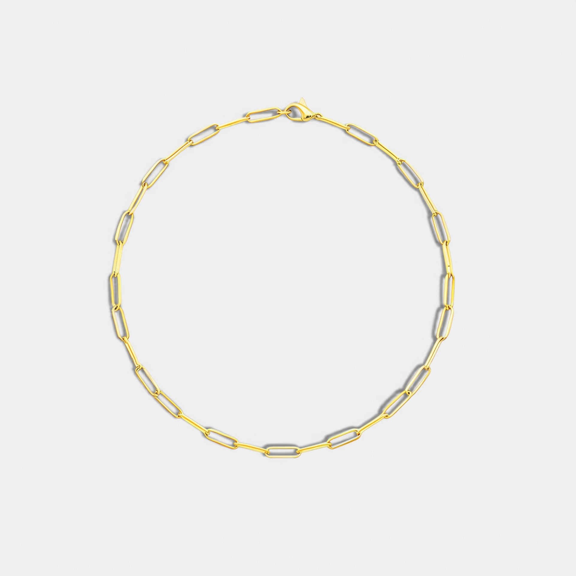 Noviqlo | Gold Colour Rectangular Link Chain Necklace