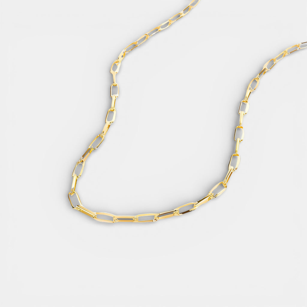 Noviqlo | Gold Colour Rectangular Link Chain Necklace