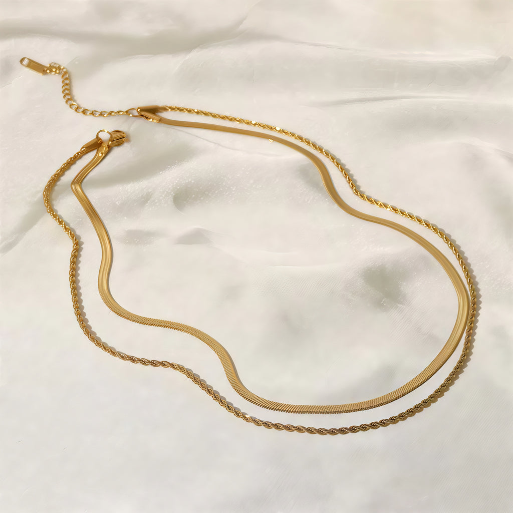 Noviqlo | Double Layer Gold Colour Snake Chain Necklace