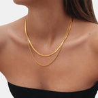 Noviqlo | Double Layer Gold Colour Snake Chain Necklace