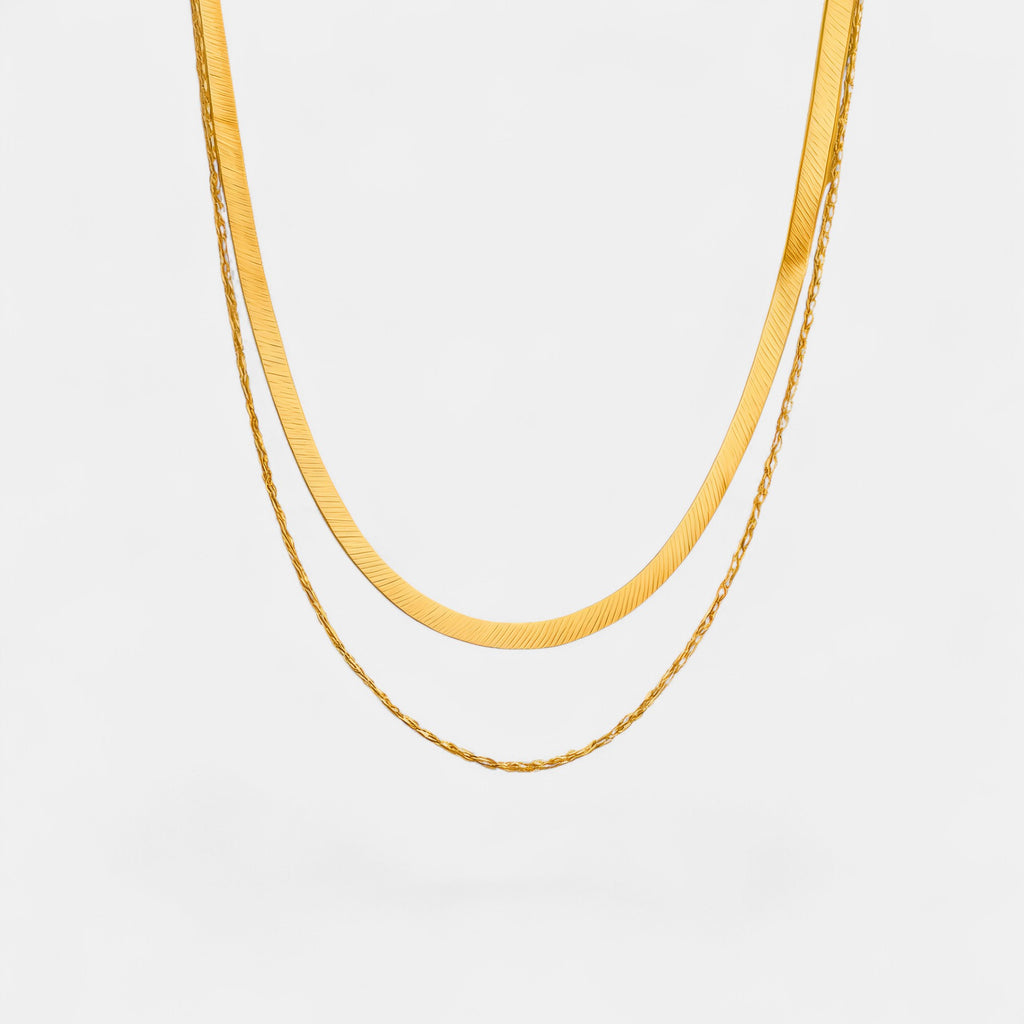 Noviqlo | Double Layer Gold Colour Snake Chain Necklace